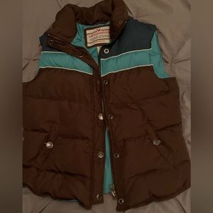 Aeropostale Teal and Brown Puffer Vest